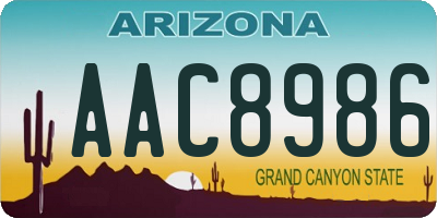 AZ license plate AAC8986