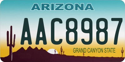 AZ license plate AAC8987