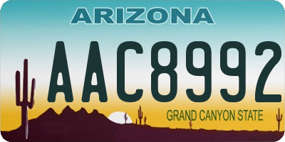 AZ license plate AAC8992