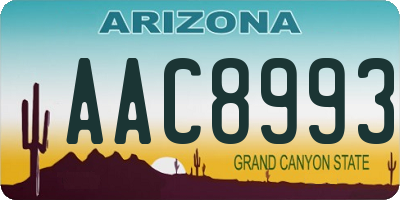 AZ license plate AAC8993