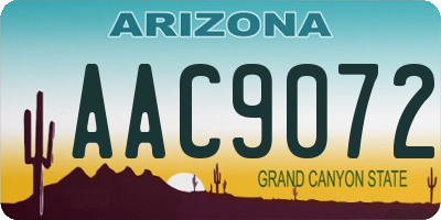 AZ license plate AAC9072