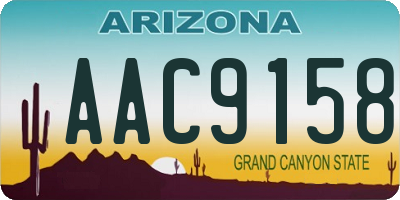 AZ license plate AAC9158