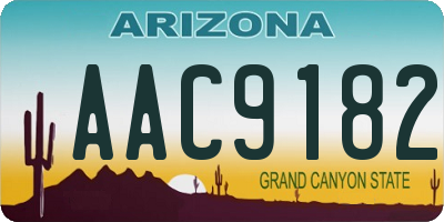 AZ license plate AAC9182