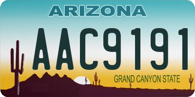 AZ license plate AAC9191