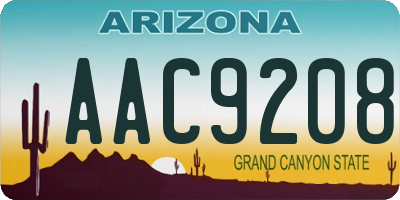 AZ license plate AAC9208