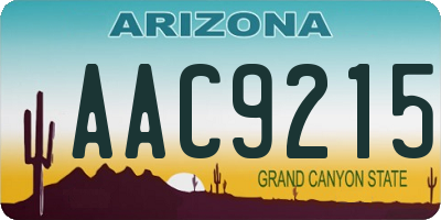 AZ license plate AAC9215