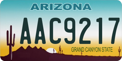 AZ license plate AAC9217