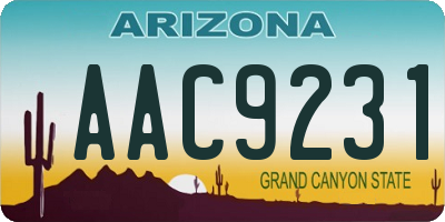 AZ license plate AAC9231