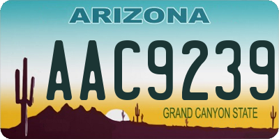 AZ license plate AAC9239