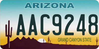 AZ license plate AAC9248