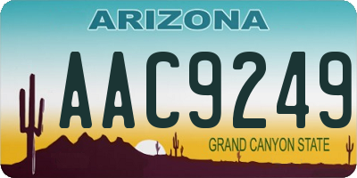 AZ license plate AAC9249