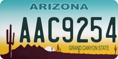 AZ license plate AAC9254