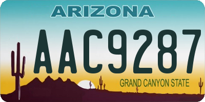 AZ license plate AAC9287