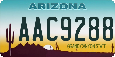 AZ license plate AAC9288