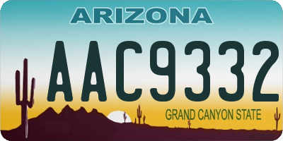 AZ license plate AAC9332