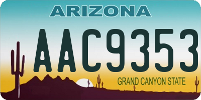AZ license plate AAC9353