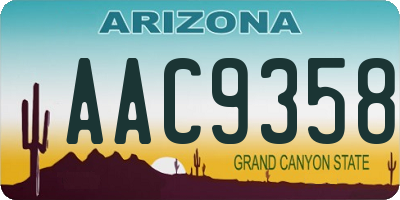 AZ license plate AAC9358