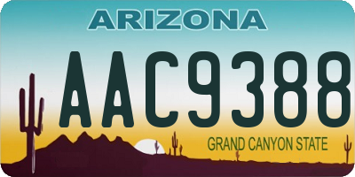 AZ license plate AAC9388
