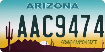 AZ license plate AAC9474
