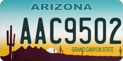AZ license plate AAC9502