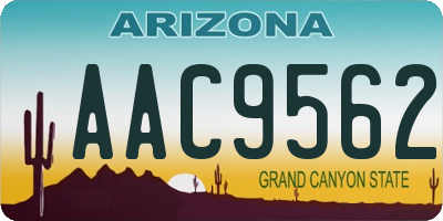 AZ license plate AAC9562