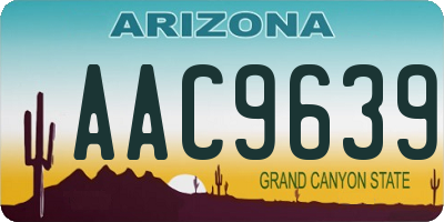 AZ license plate AAC9639