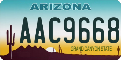 AZ license plate AAC9668