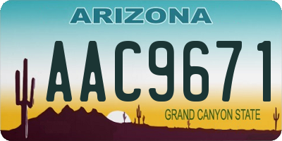 AZ license plate AAC9671