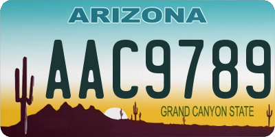 AZ license plate AAC9789