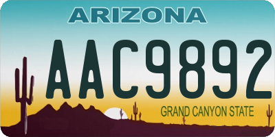 AZ license plate AAC9892