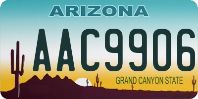 AZ license plate AAC9906