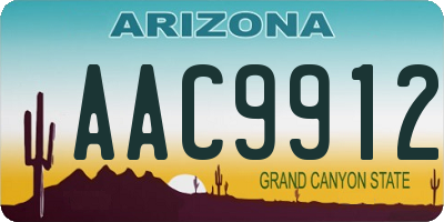 AZ license plate AAC9912