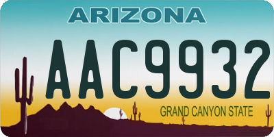 AZ license plate AAC9932