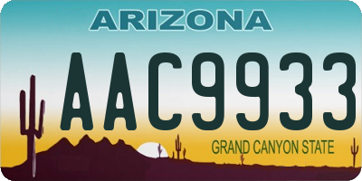 AZ license plate AAC9933