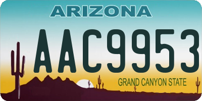 AZ license plate AAC9953