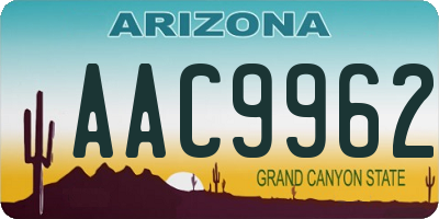 AZ license plate AAC9962