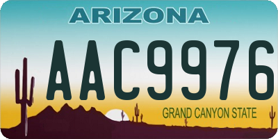 AZ license plate AAC9976