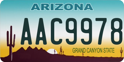 AZ license plate AAC9978