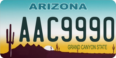 AZ license plate AAC9990