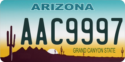AZ license plate AAC9997