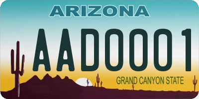 AZ license plate AAD0001