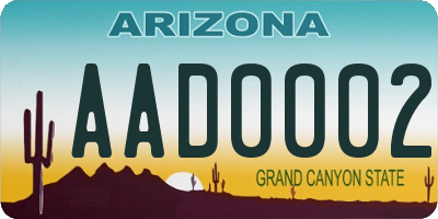 AZ license plate AAD0002