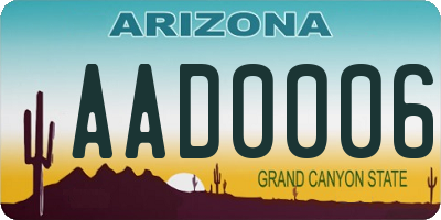 AZ license plate AAD0006