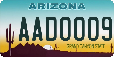 AZ license plate AAD0009