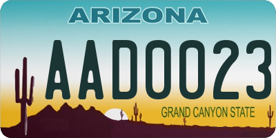 AZ license plate AAD0023