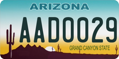 AZ license plate AAD0029