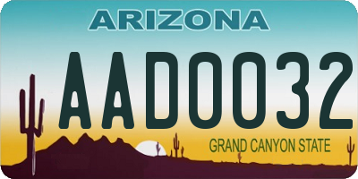 AZ license plate AAD0032
