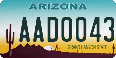 AZ license plate AAD0043