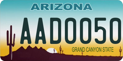 AZ license plate AAD0050