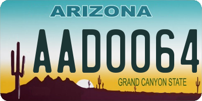 AZ license plate AAD0064